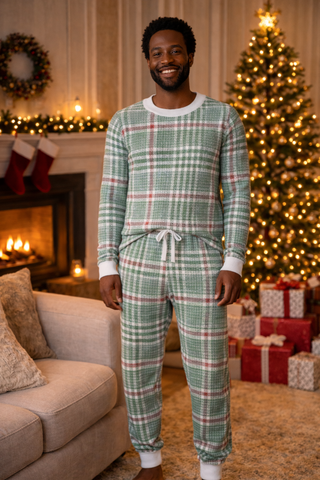 Christmas Soft Plaid Long Sleeve Top (Men's)