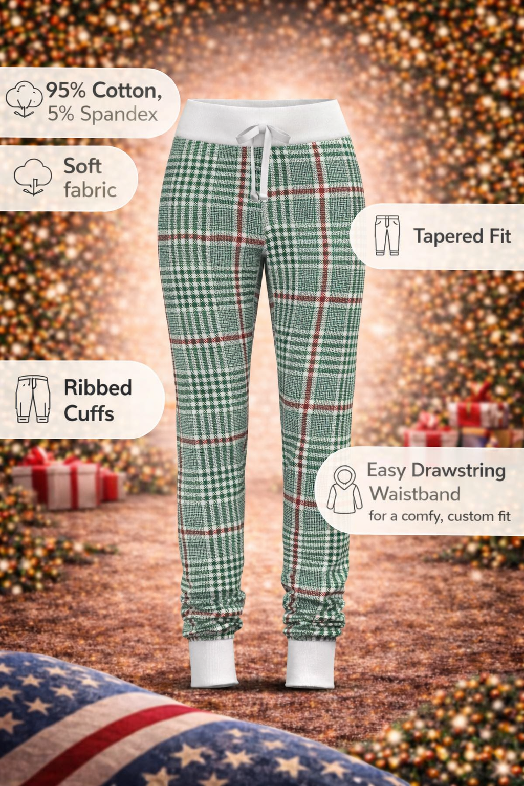Christmas Soft Plaid Jogger Pants (Women's)