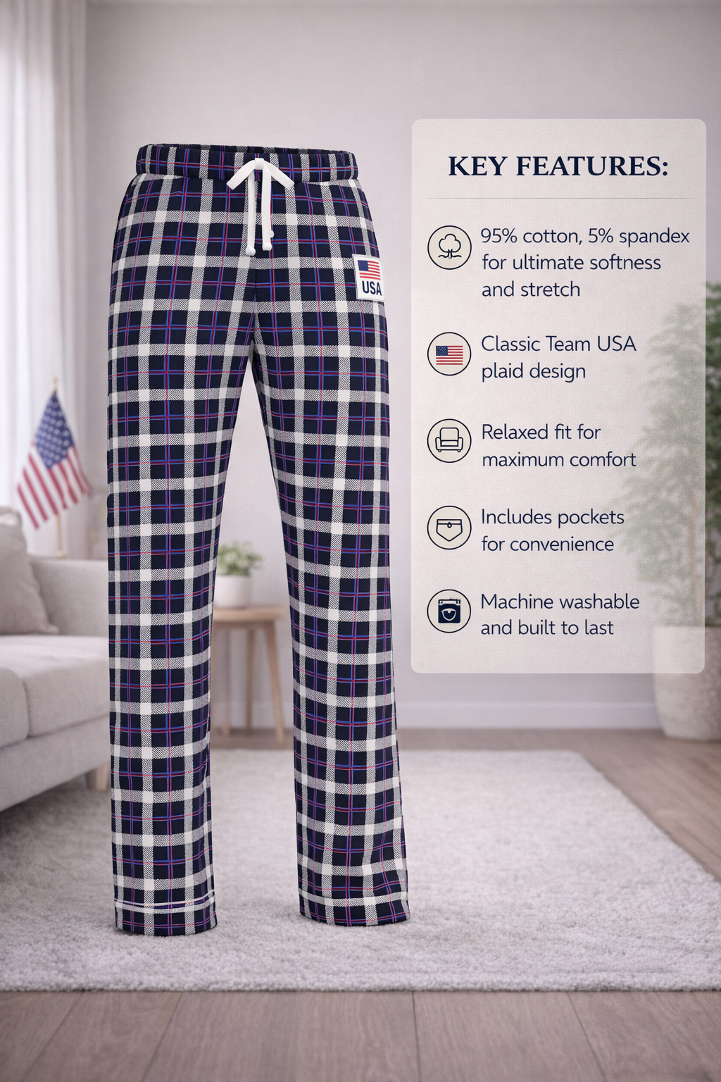Team USA Plaid Relaxed Fit Pants (Men's)