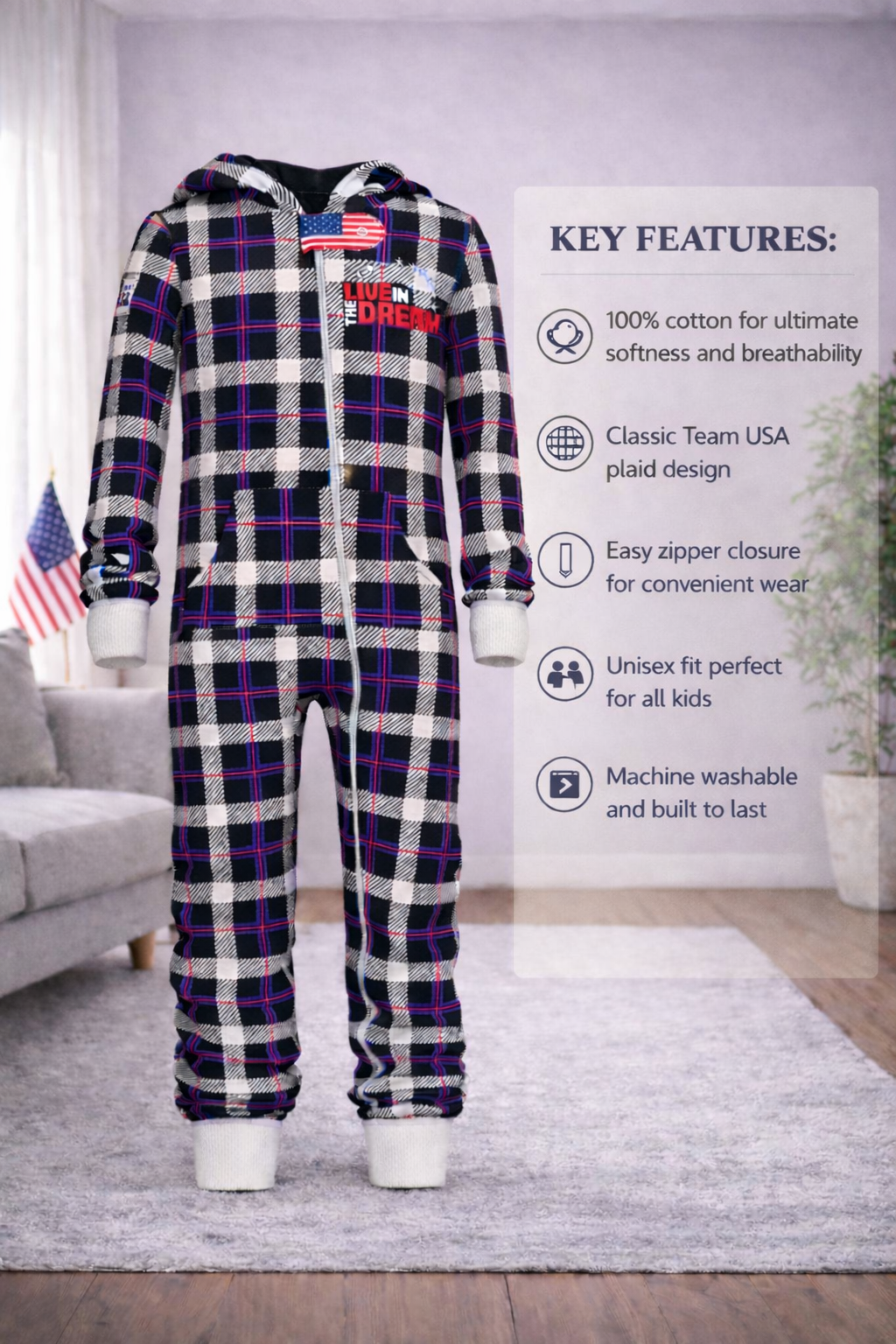 Team USA Plaid Onesies (Kids)