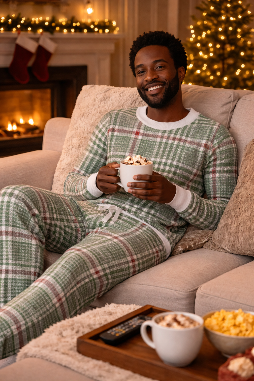 Christmas Soft Plaid Long Sleeve Top (Men's)