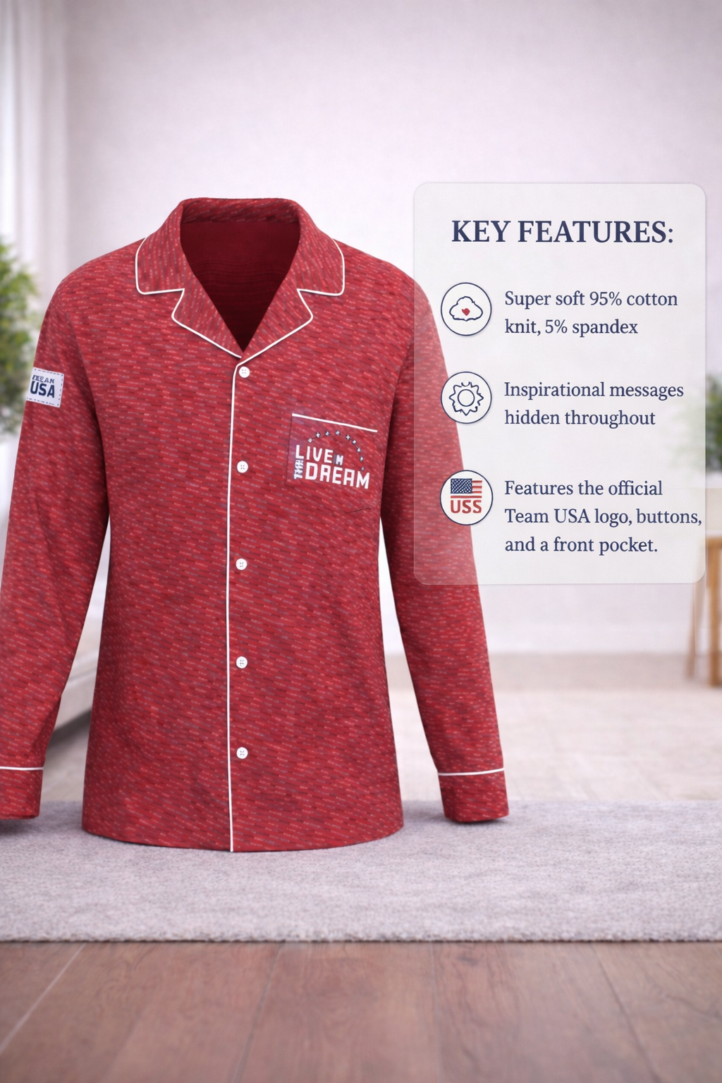 Inspirational Team USA Button Down Long Sleeve Tops (Men's)