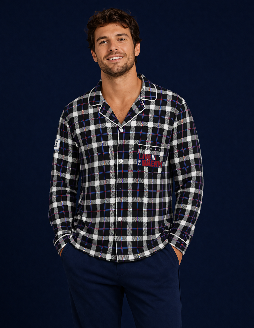 Team USA Plaid Button Down Long Sleeve Tops (Men's)