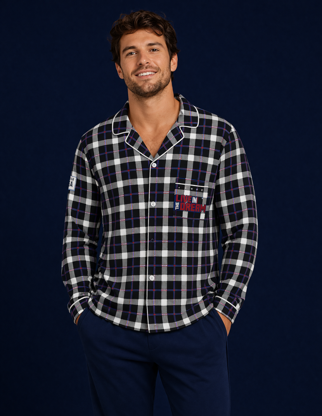 Team USA Plaid Button Down Long Sleeve Tops (Men's)