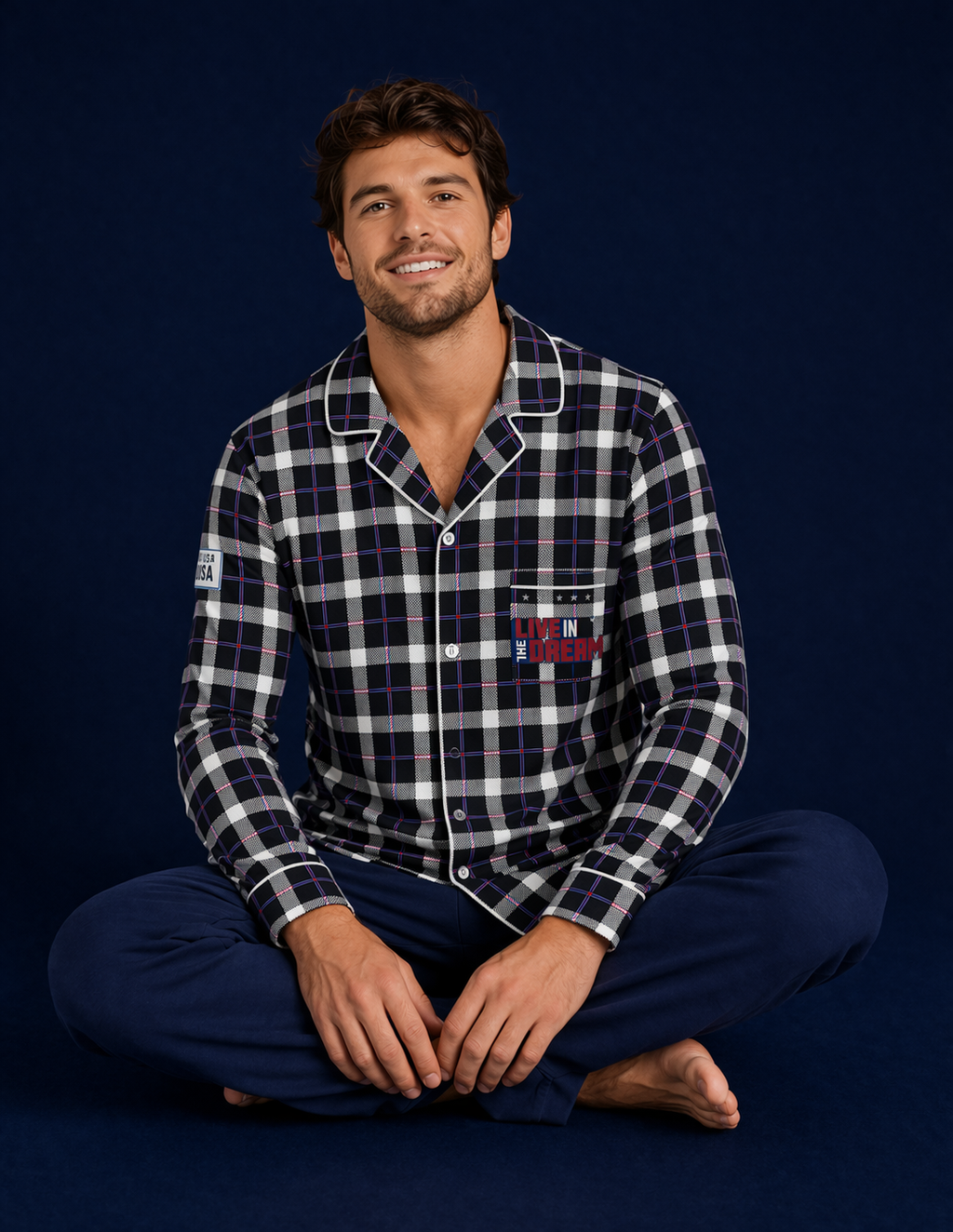 Team USA Plaid Button Down Long Sleeve Tops (Men's)
