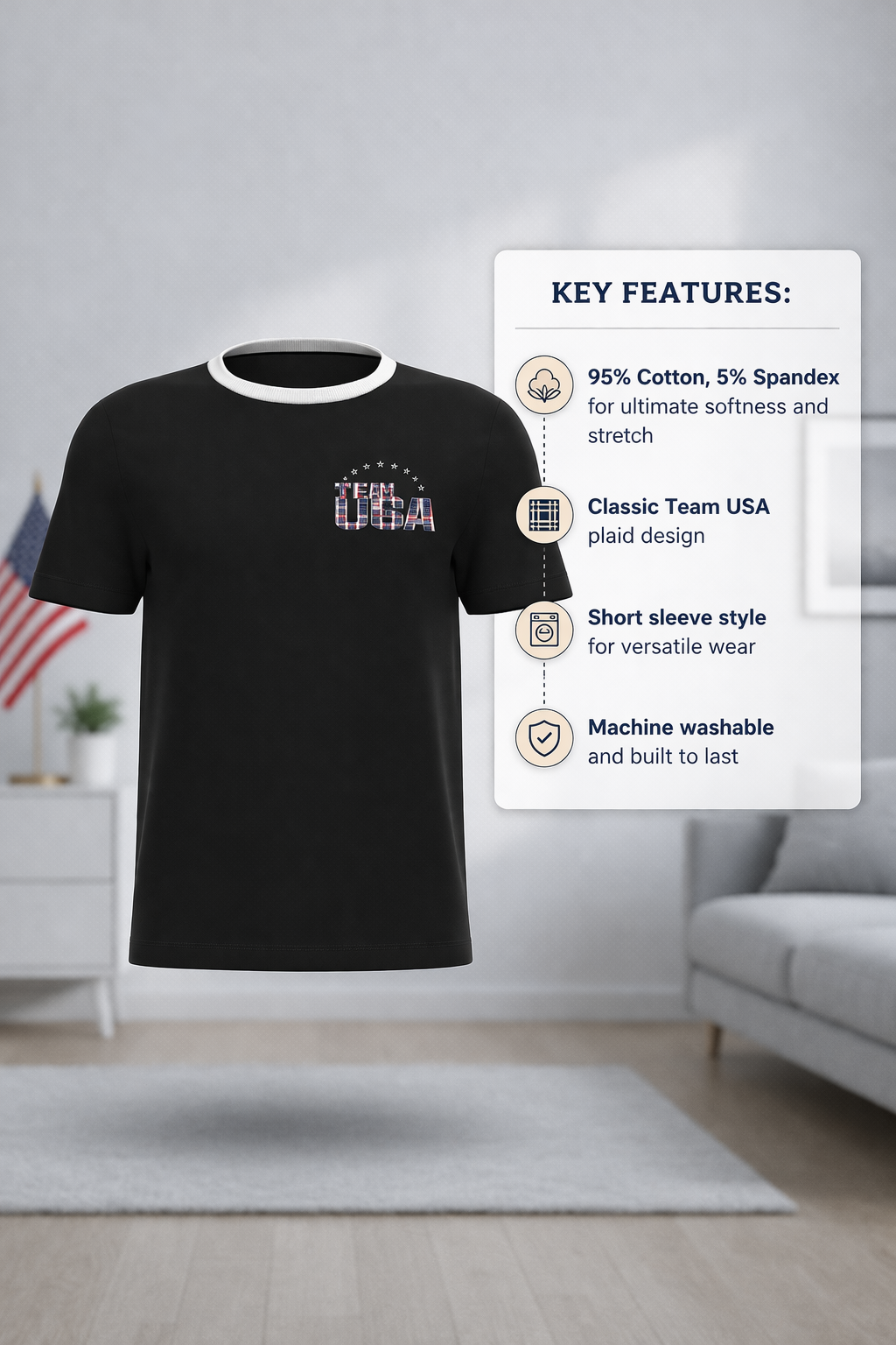 Team USA Plaid Short Sleeve Tops (Men's)