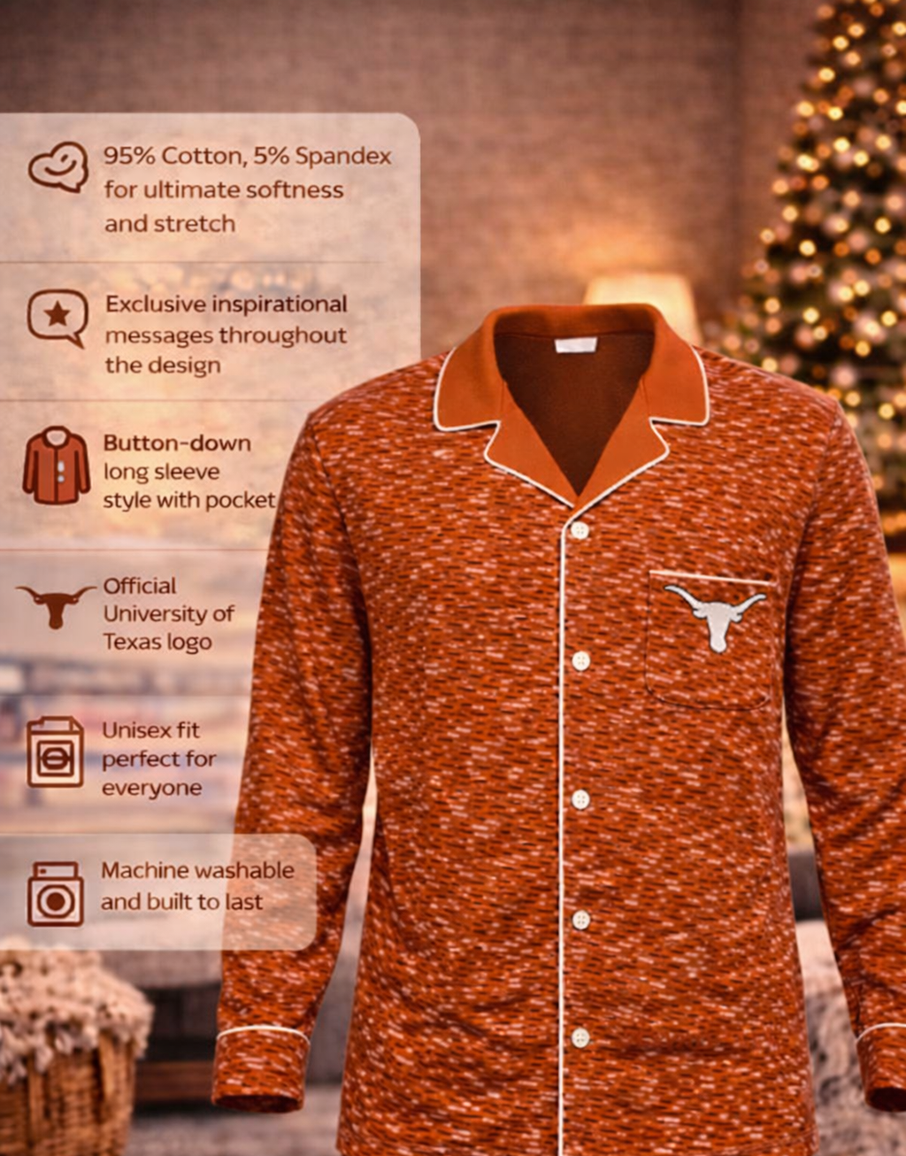 University of Texas Inspirational Button Down Long Sleeve Tops (Unisex)
