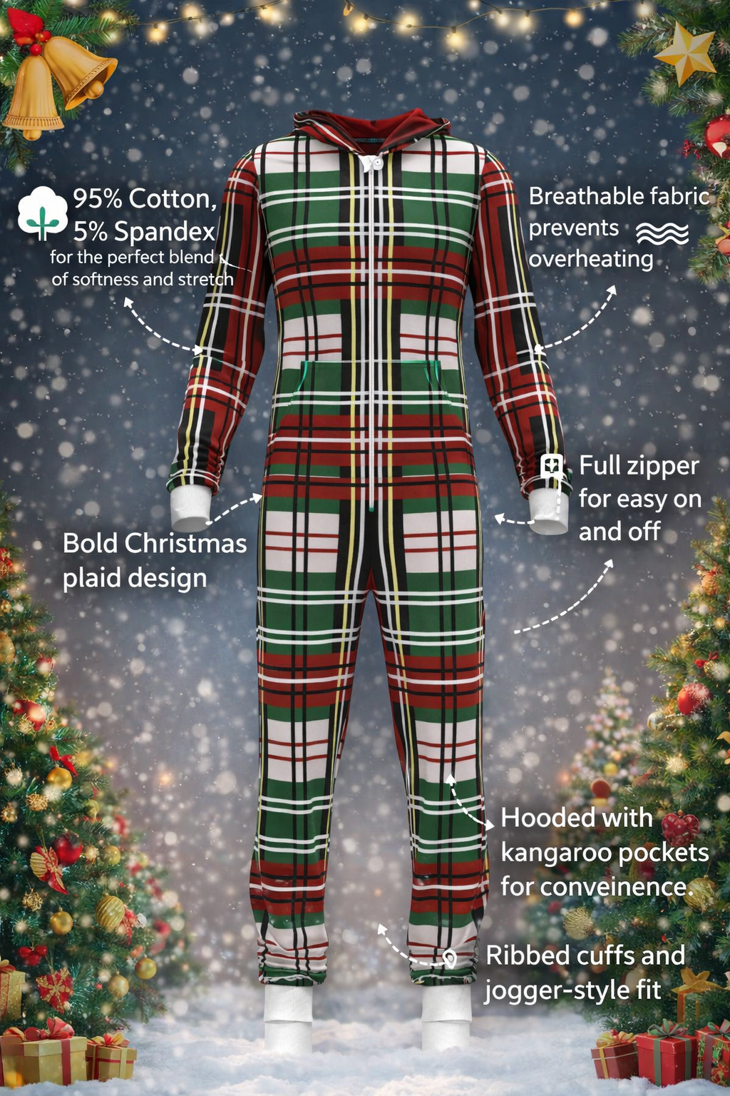 Christmas Bold Plaid Onesie (Men)