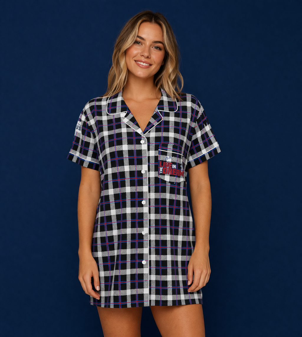 Team USA Plaid Short Sleeve Button Down Top (Women's)