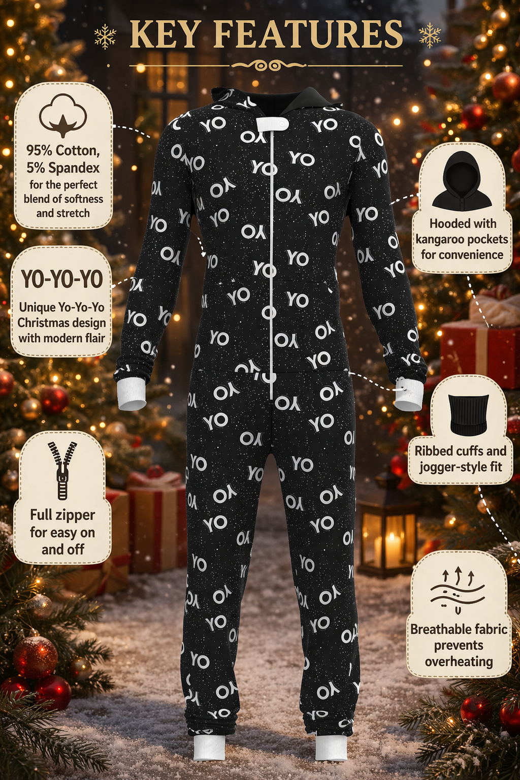 Christmas Yo Yo Yo Onesie (Men)