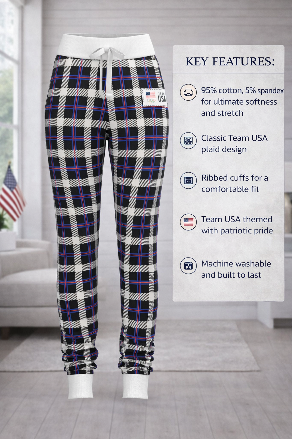 Team USA Plaid Joggers (Women's)