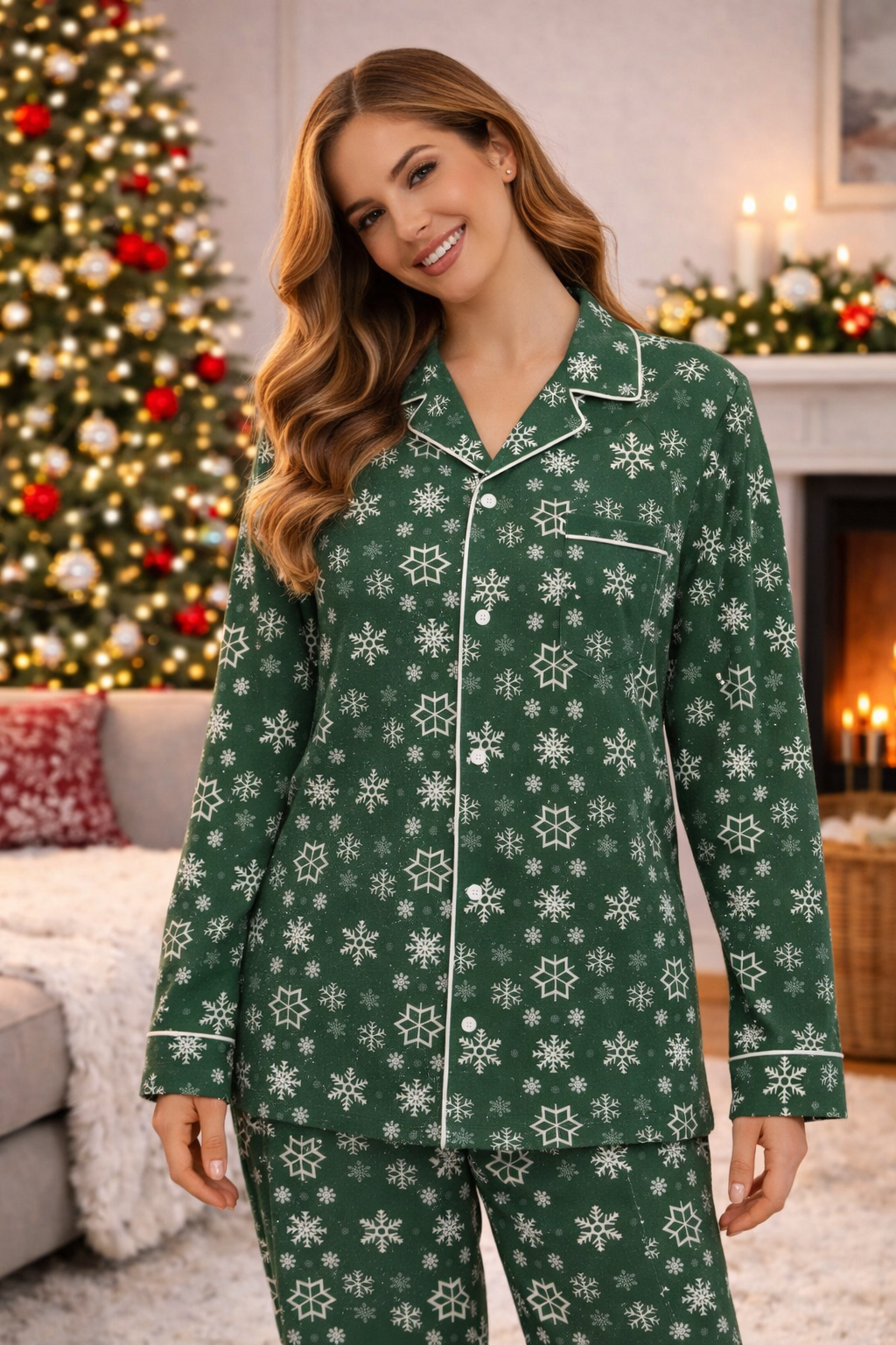 Christmas Snowflake Button Down Top (Unisex)