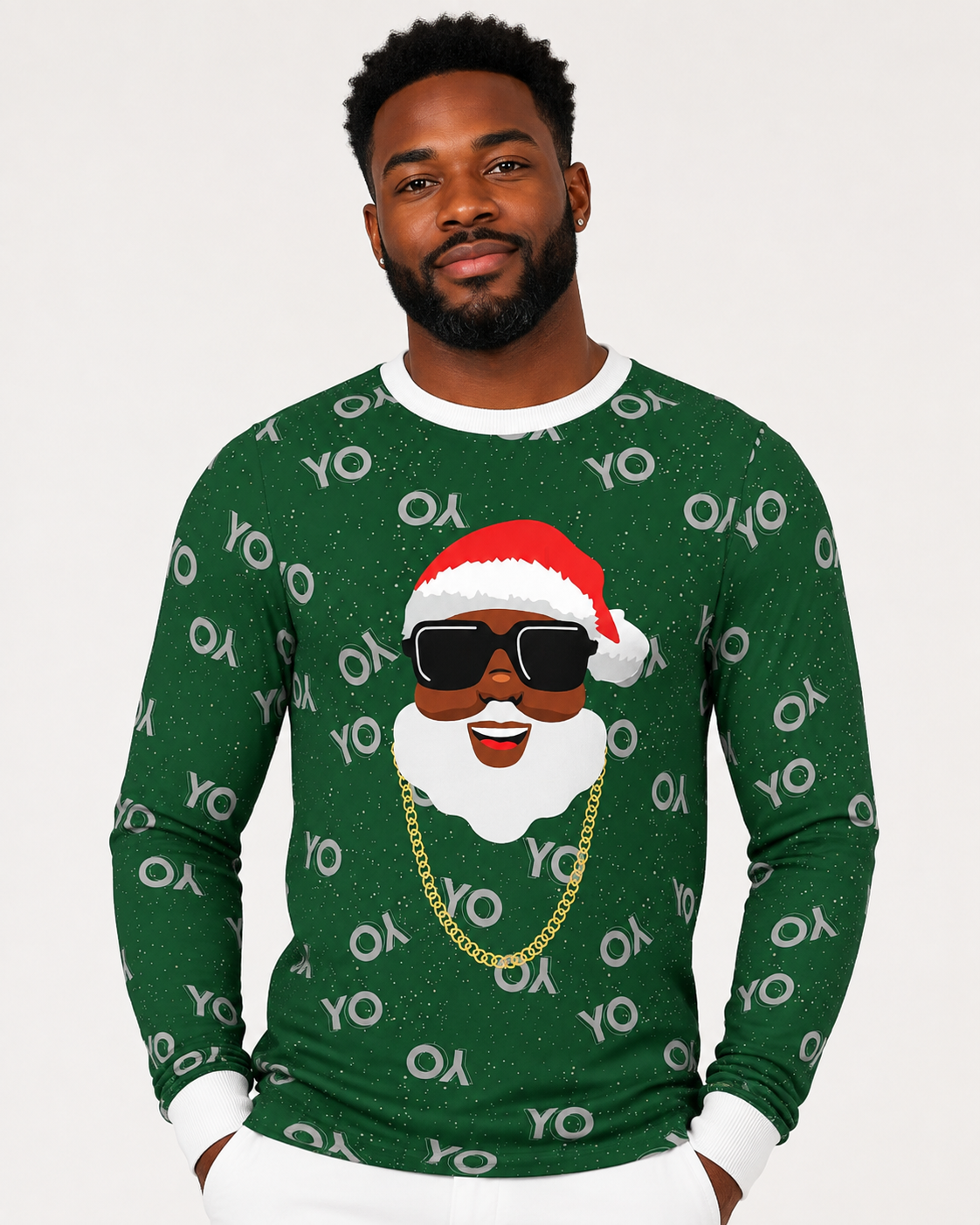 Christmas Black Santa Top (Men's)