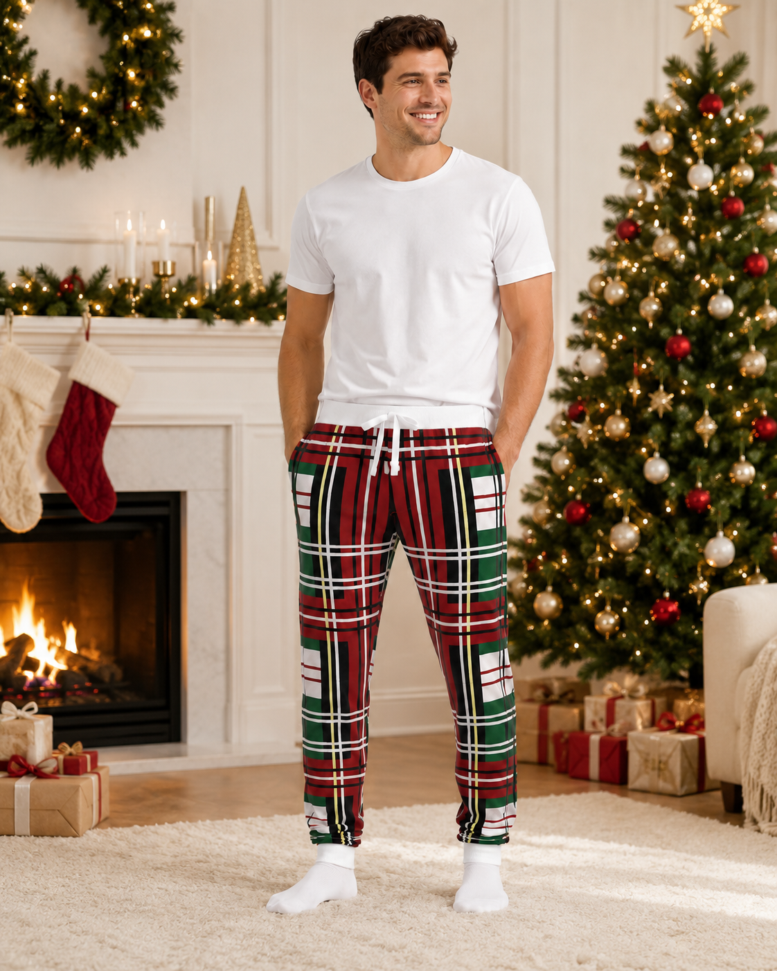 Christmas Bold Plaid Jogger Pants (Men's)