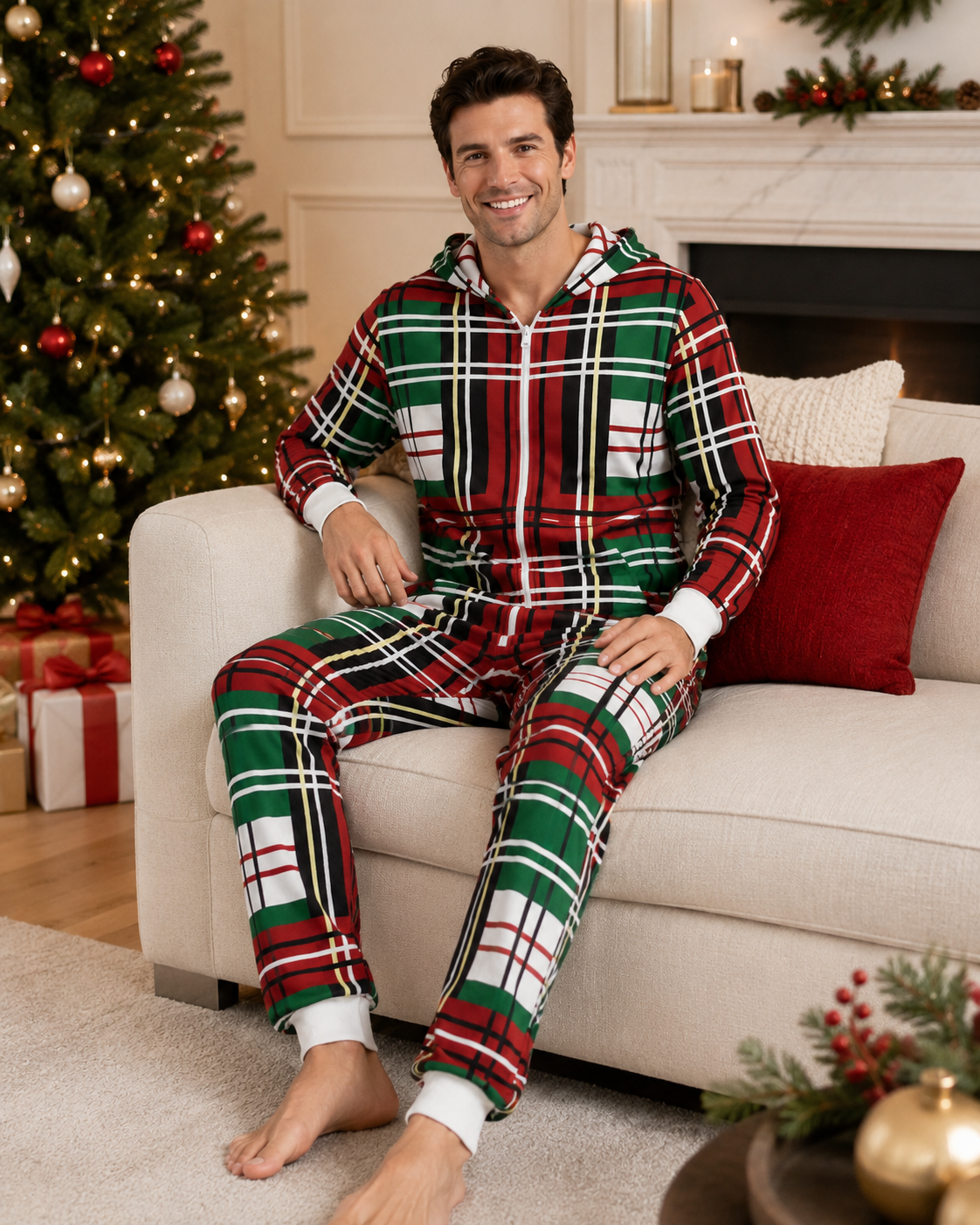 Christmas Bold Plaid Onesie (Men)
