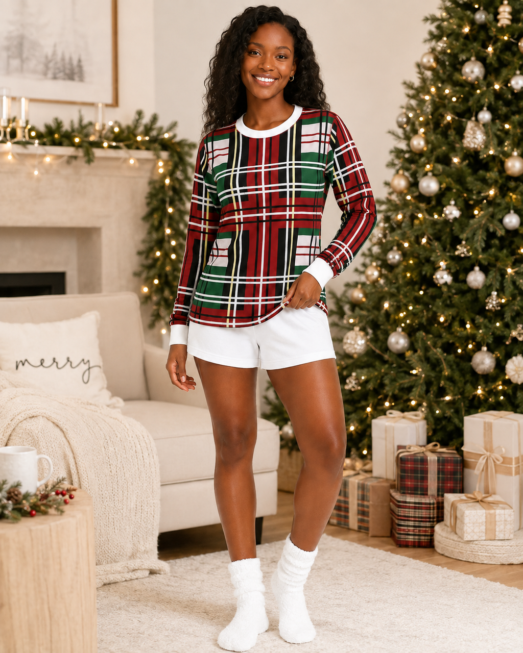 Christmas Bold Plaid Top (Women's)