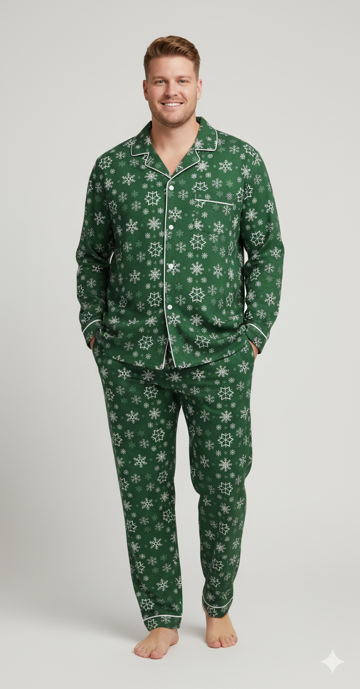Christmas Snowflake Button Down Long Sleeve SET (Unisex)