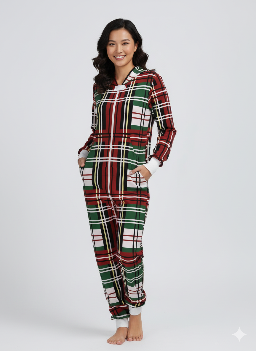 Christmas Bold Plaid Onesie (Women)