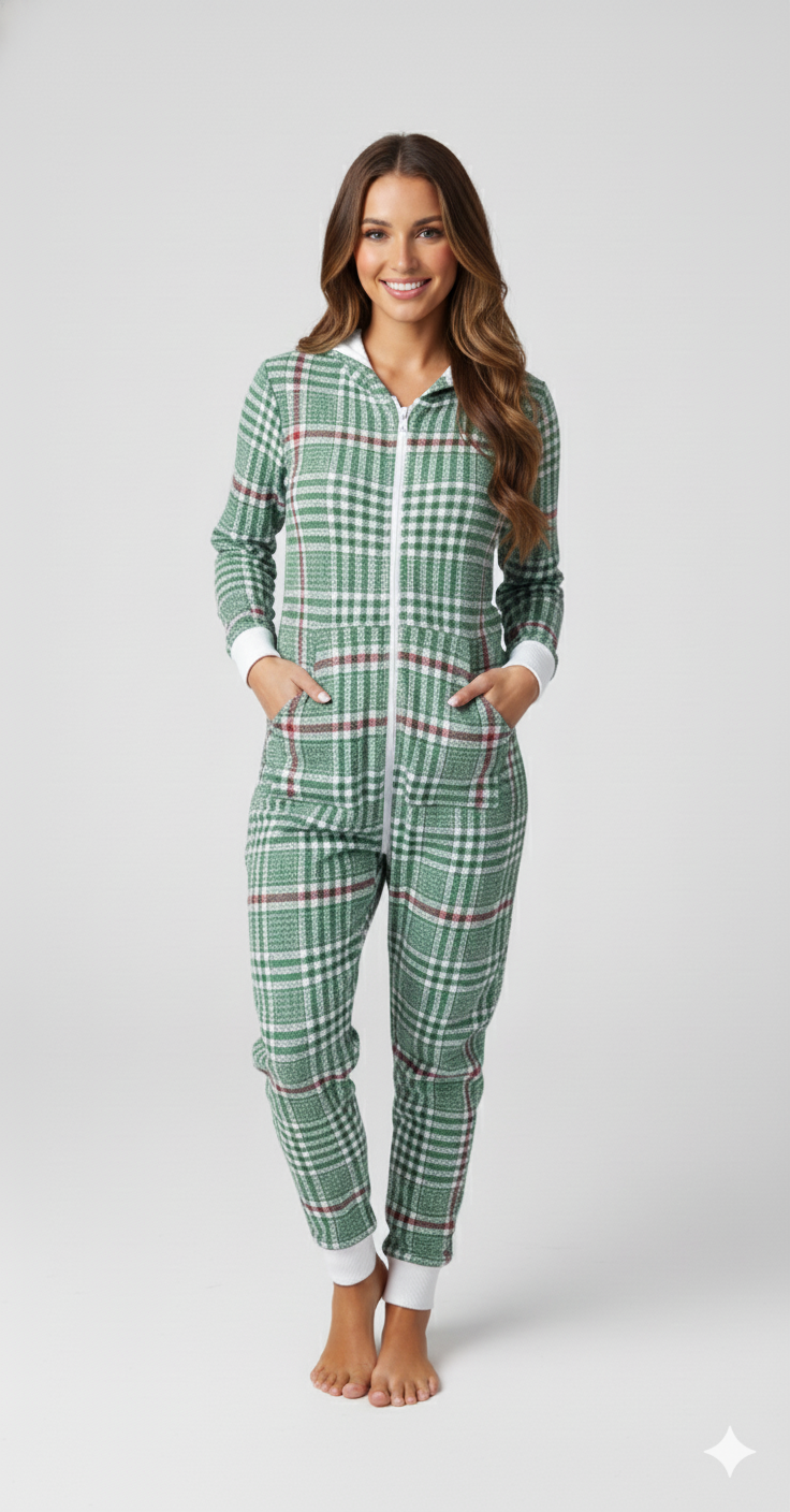 Christmas Soft Plaid Onesie (Women)
