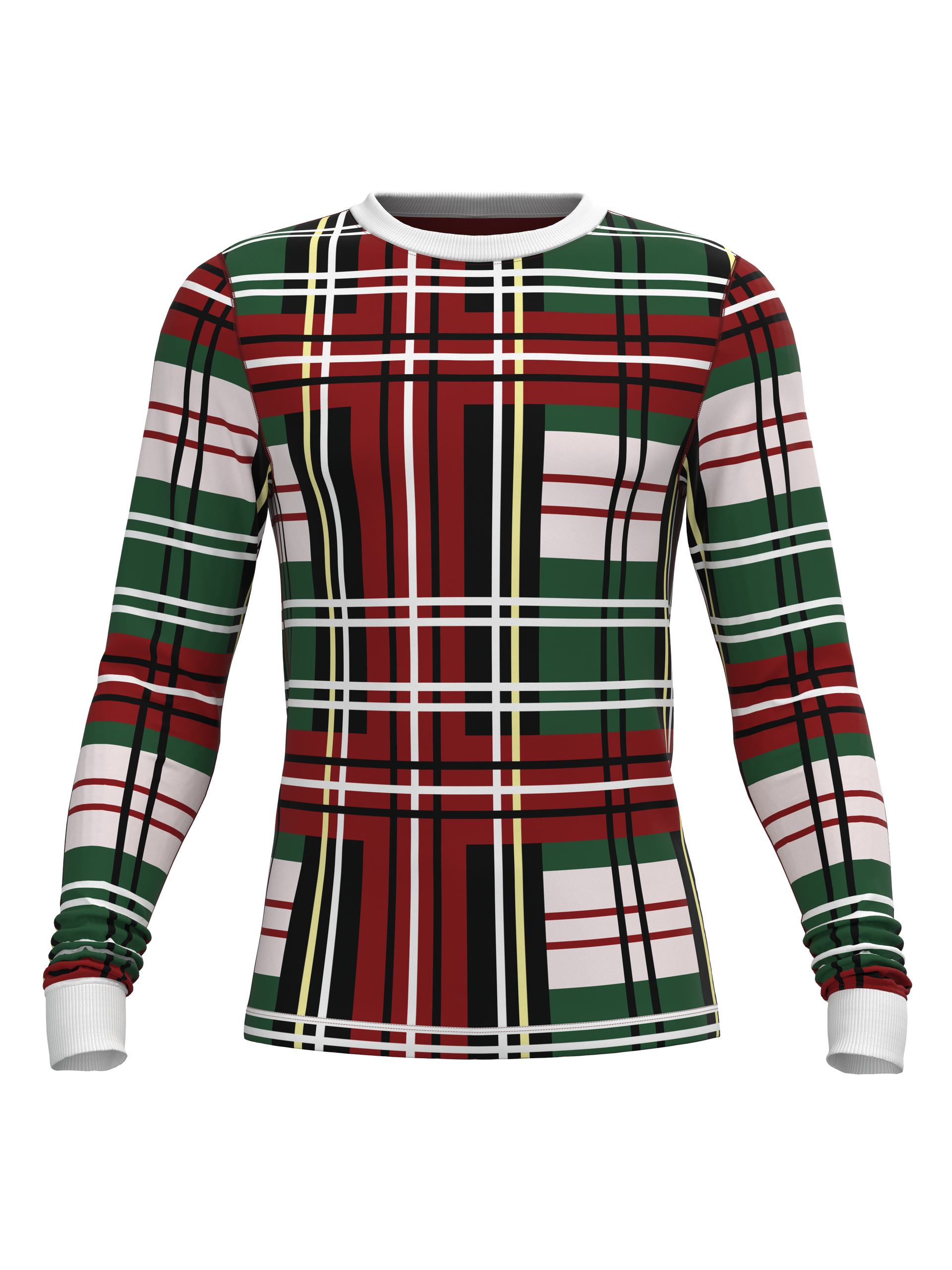 Women's Merry Christmas T-Shirt - Leopard Plaid Print, 3/4 Sleeve Baseball Tee, Red Green Holiday Top (Large)