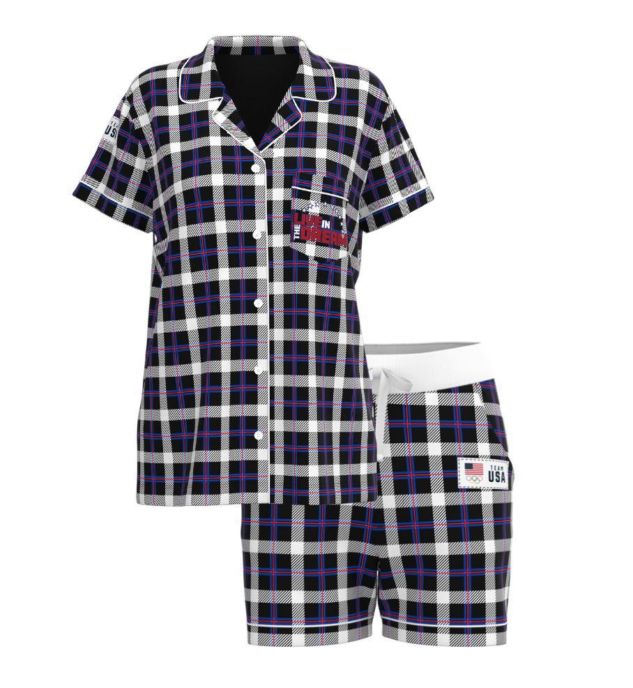 Team USA Plaid Shorts Sleeve SET (Women's)
