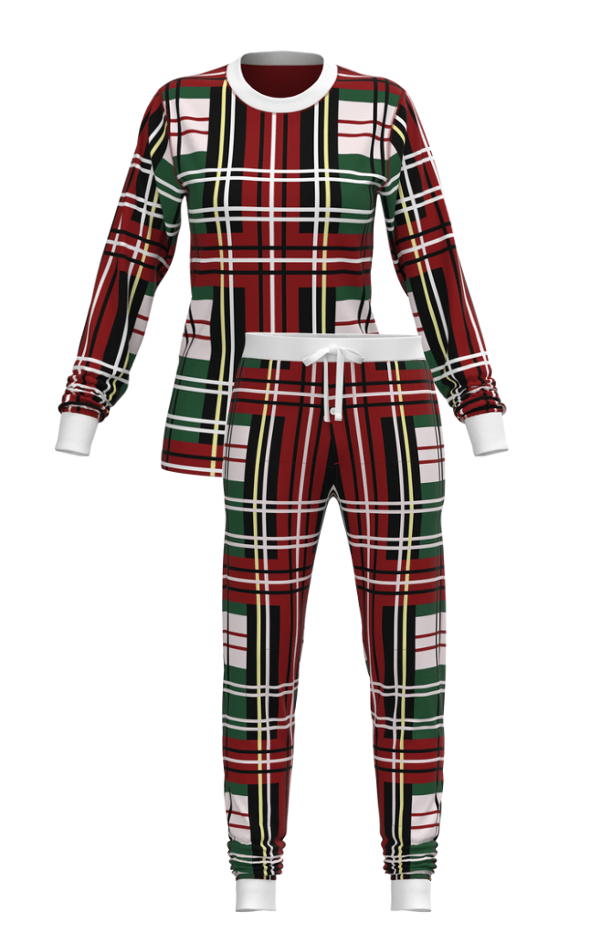 Christmas Plaid Long Sleeve Top and Jogger Pant SET (Women)