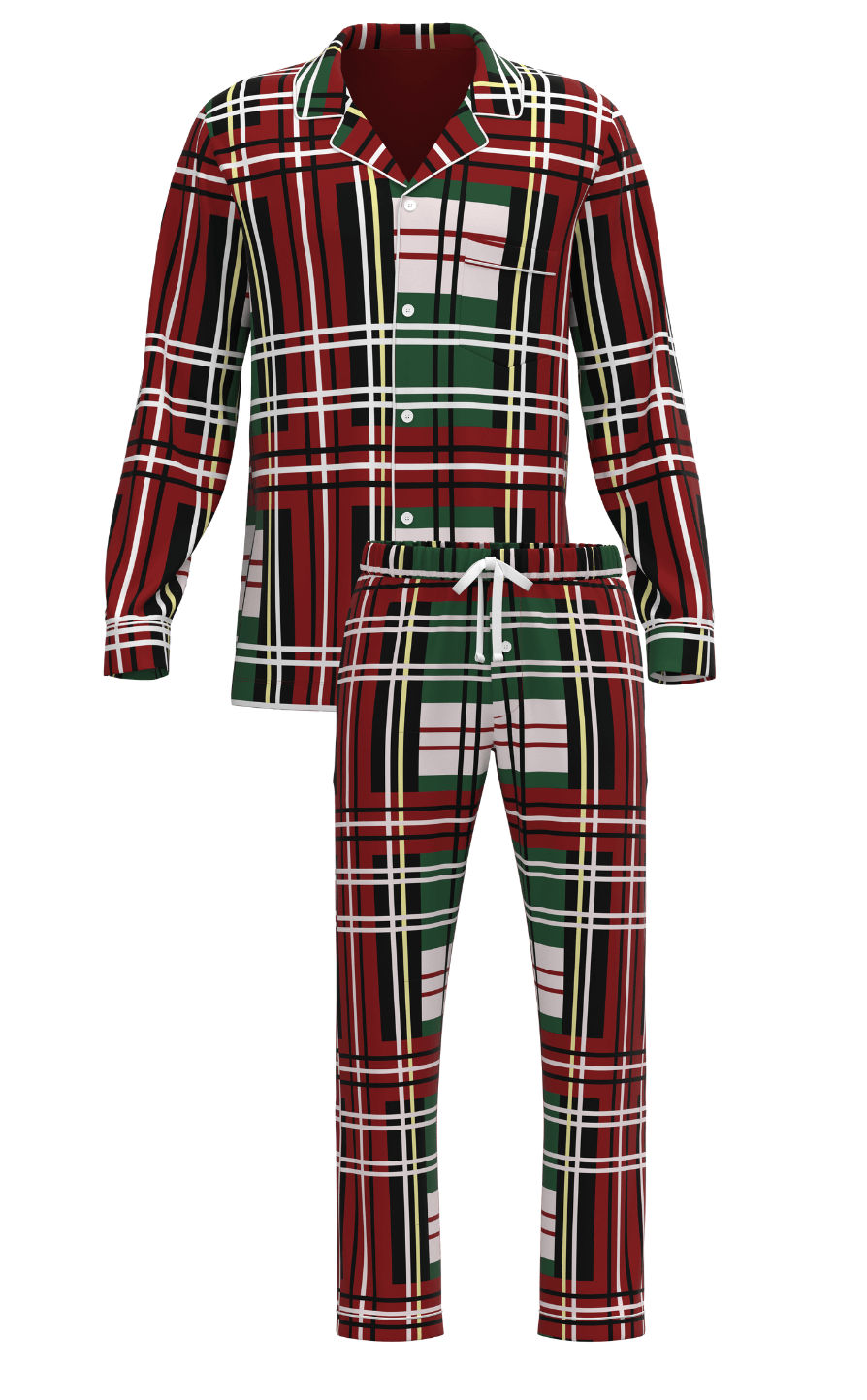 Christmas Plaid Button Down Long Sleeve SET (Unisex)
