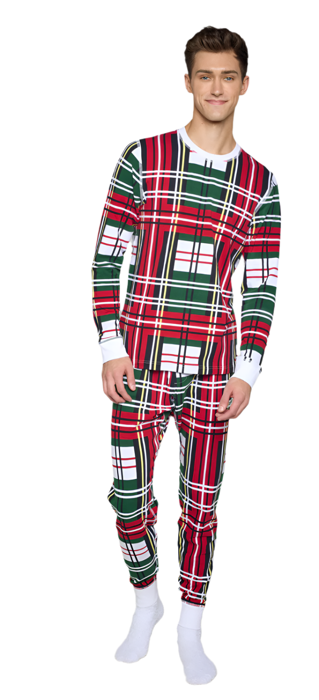 Christmas Plaid Long Sleeve Top (Men's)