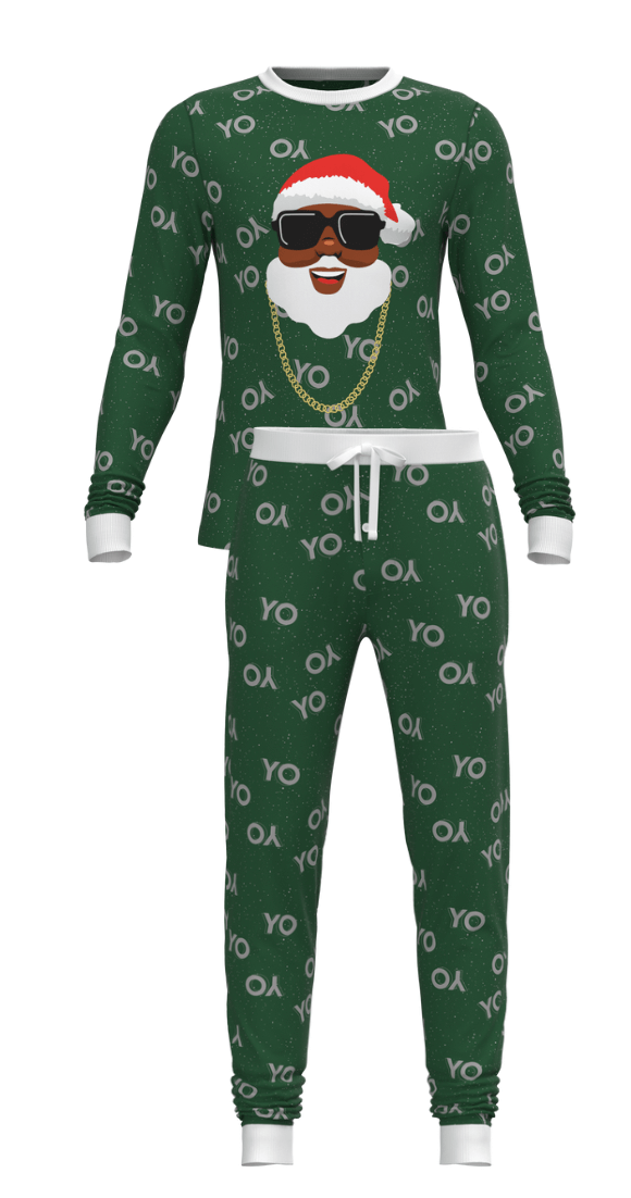 Christmas Black Santa Long Sleeve Top and Jogger Pant SET (Men)