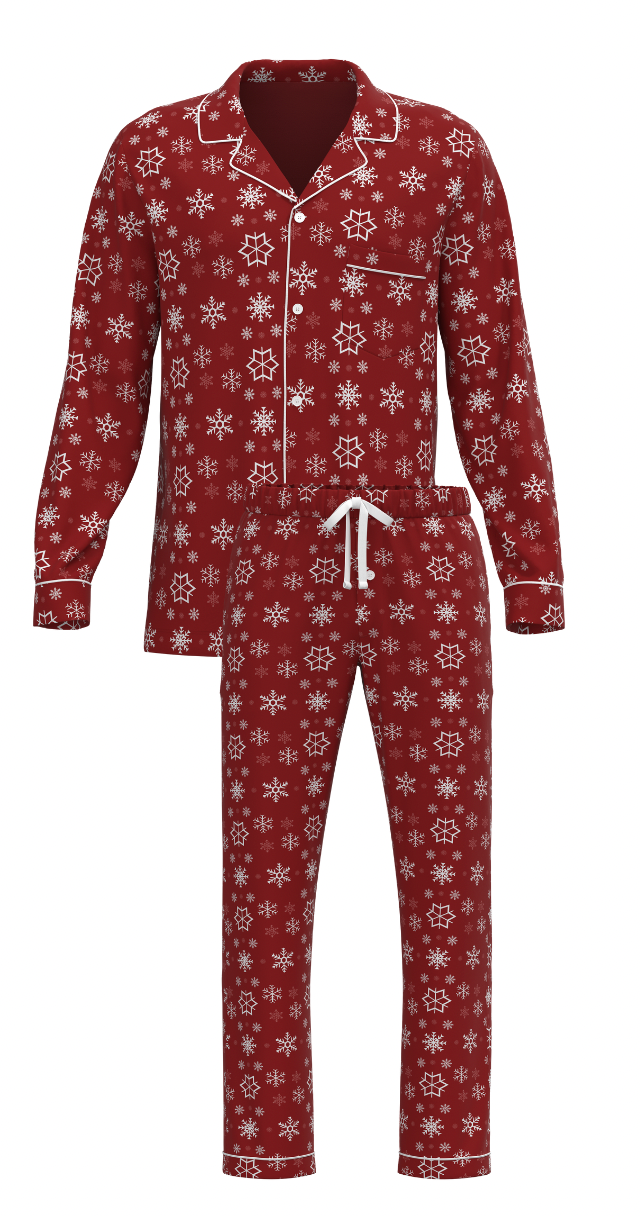 Christmas Snowflake Button Down Long Sleeve SET (Unisex)