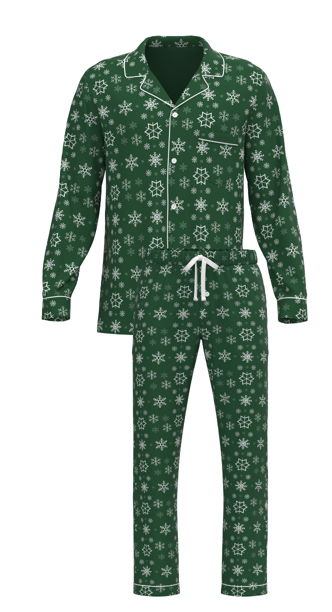Christmas Snowflake Button Down Long Sleeve SET (Unisex)