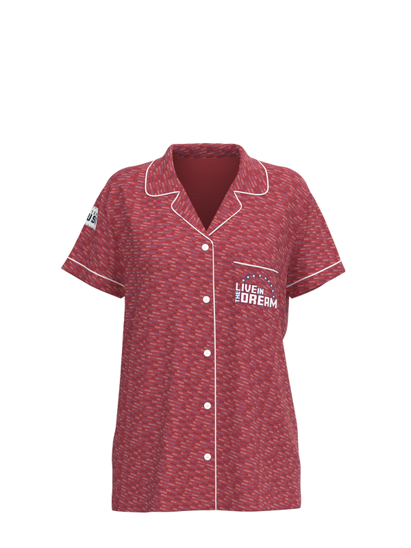 Inspirational Short Sleeve Button Down Team USA Top (Women's)