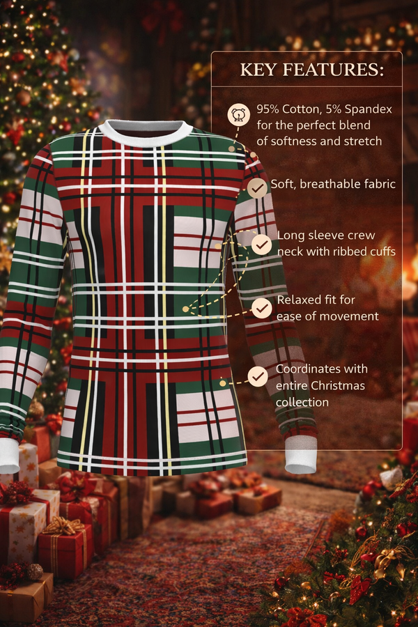 Christmas Bold Plaid Long Sleeve Top (Men's)