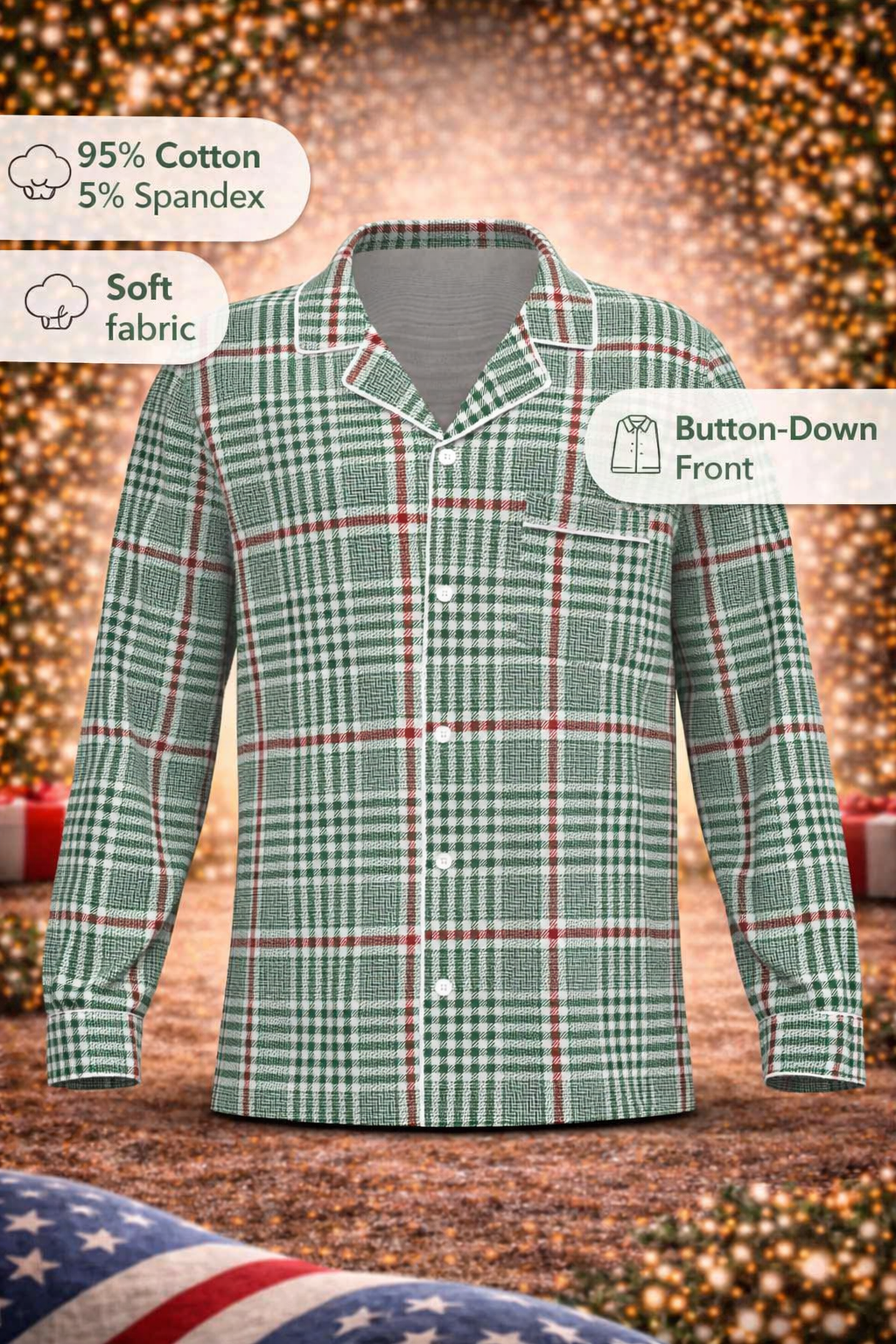 Christmas Soft Plaid Button Down Top (Unisex)