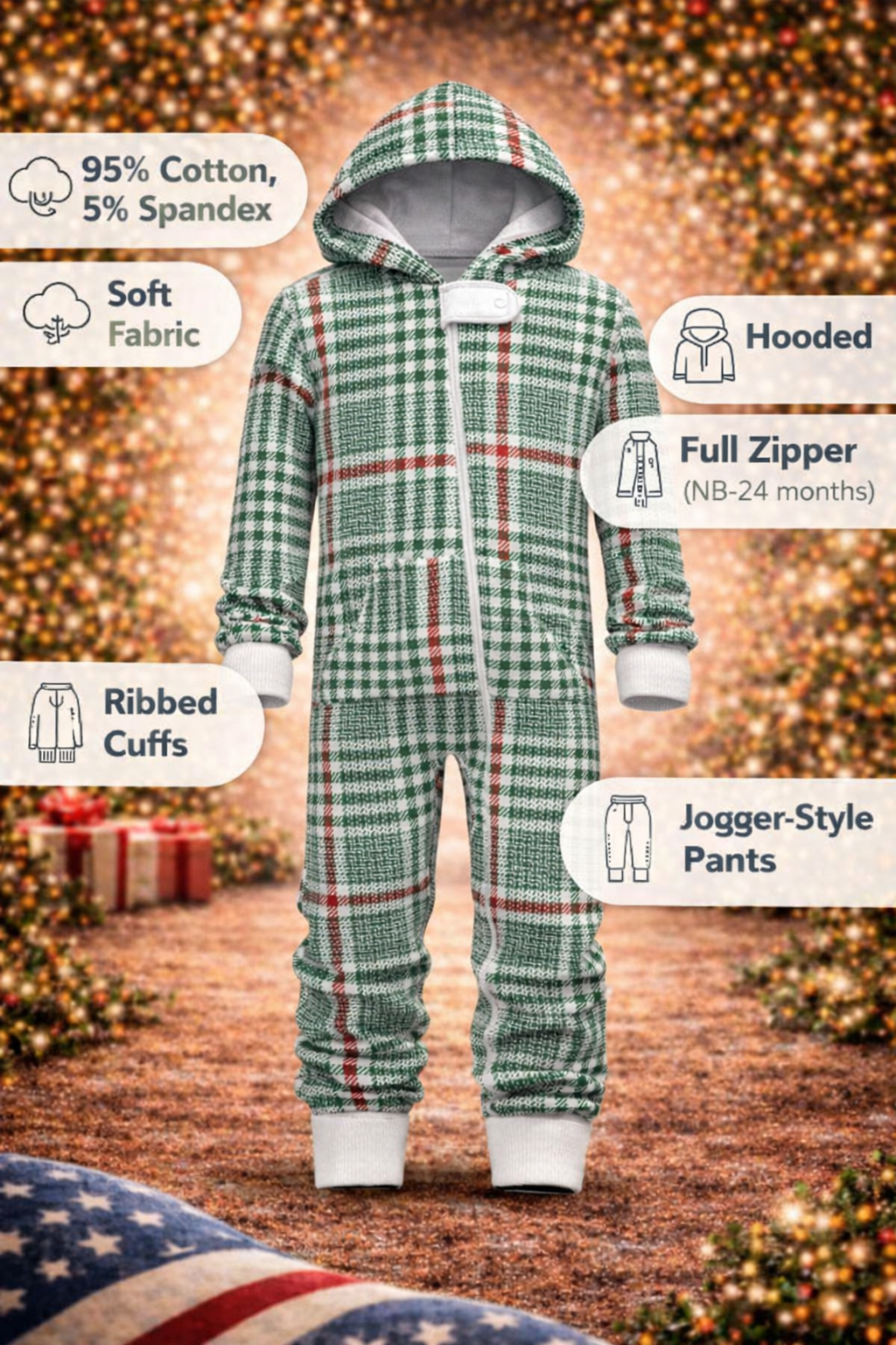 Christmas Soft Plaid Onesie (Baby)