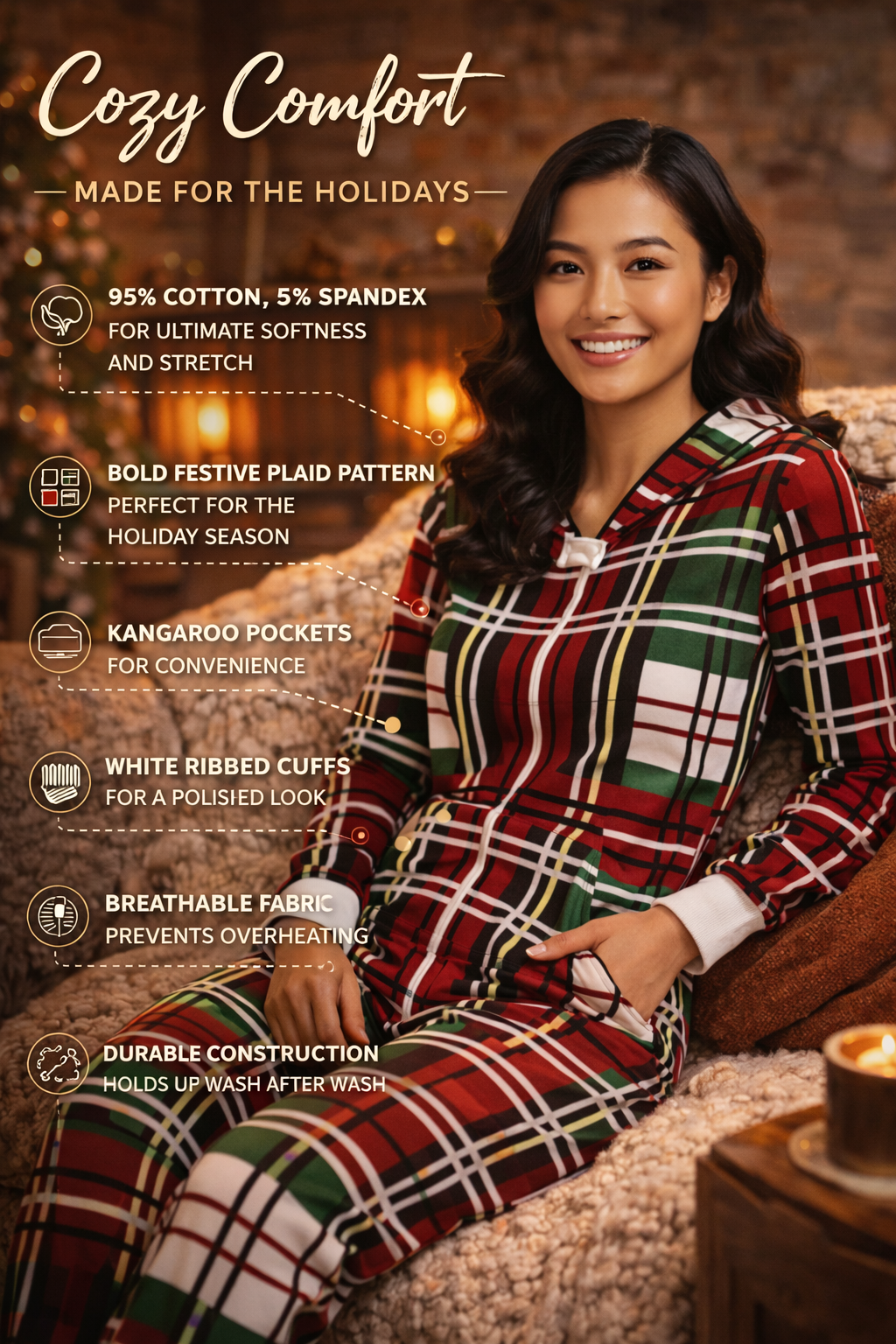 Christmas Bold Plaid Onesie (Women)