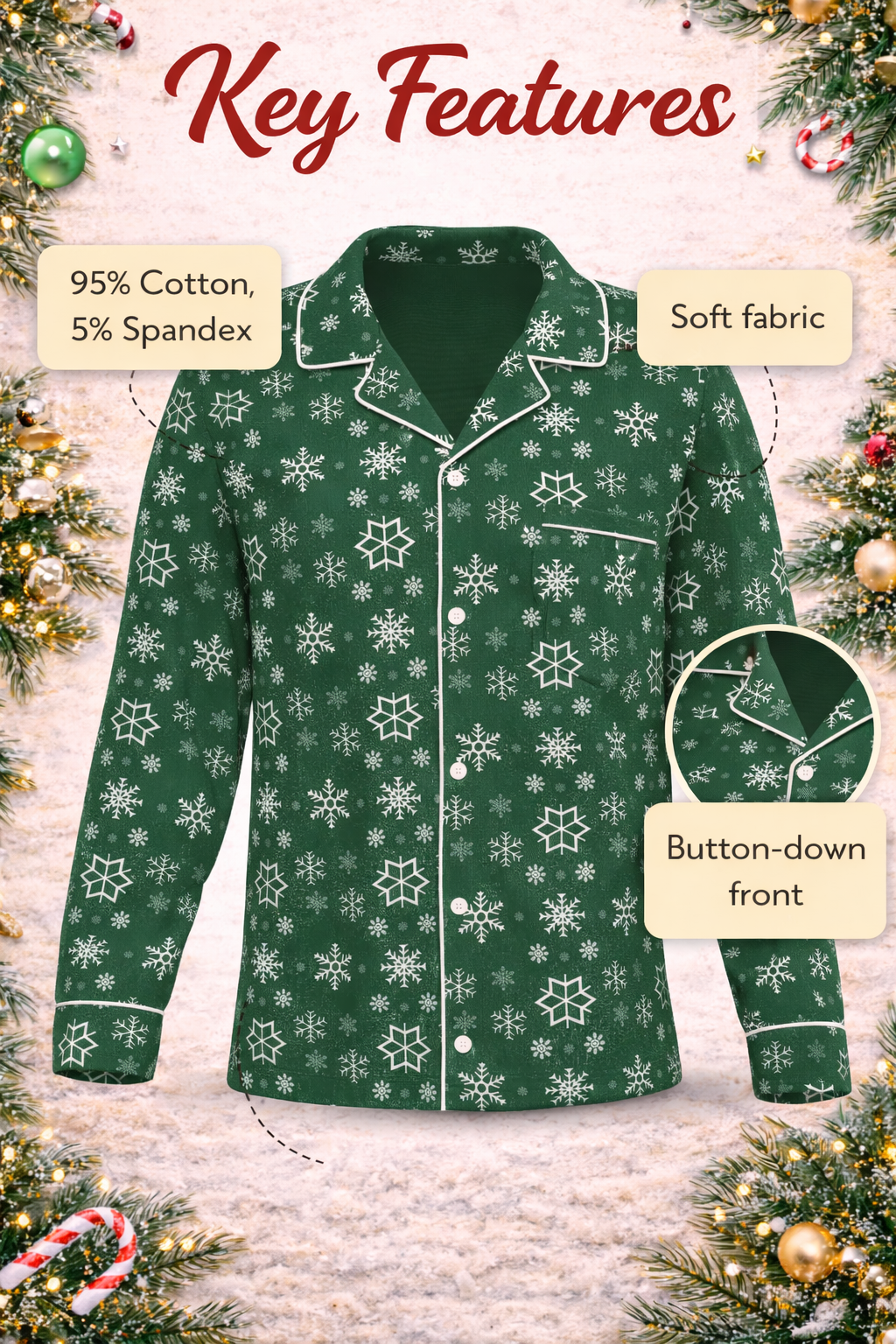 Christmas Snowflake Button Down Top (Unisex)
