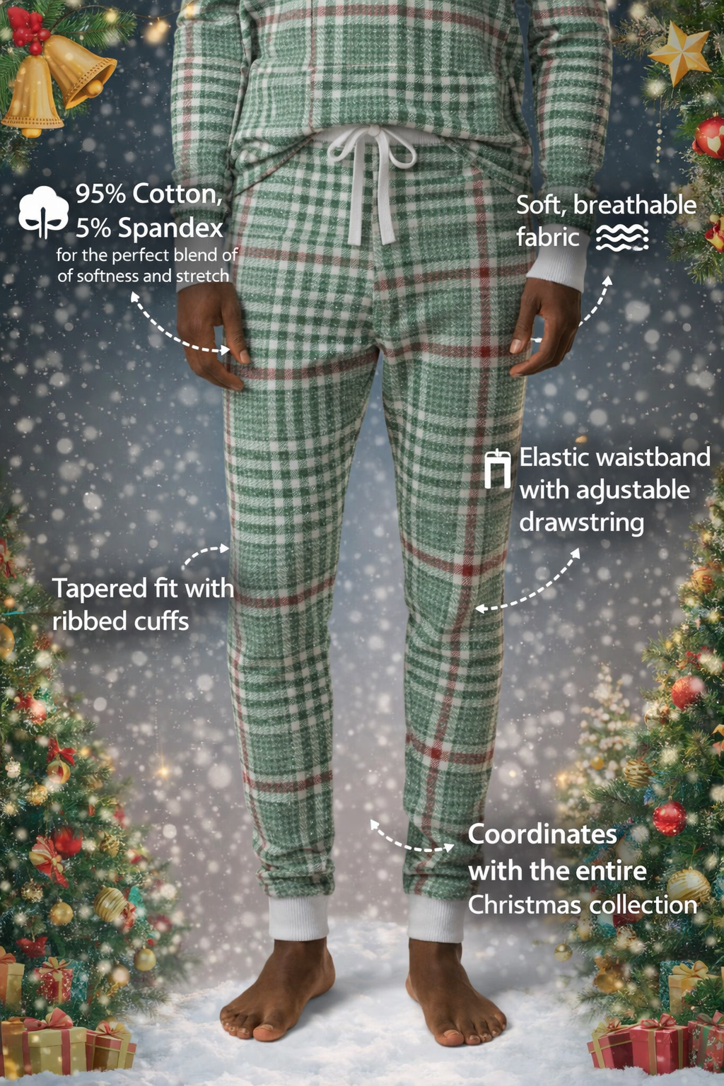 Christmas Soft Plaid Jogger Pants (Men's)