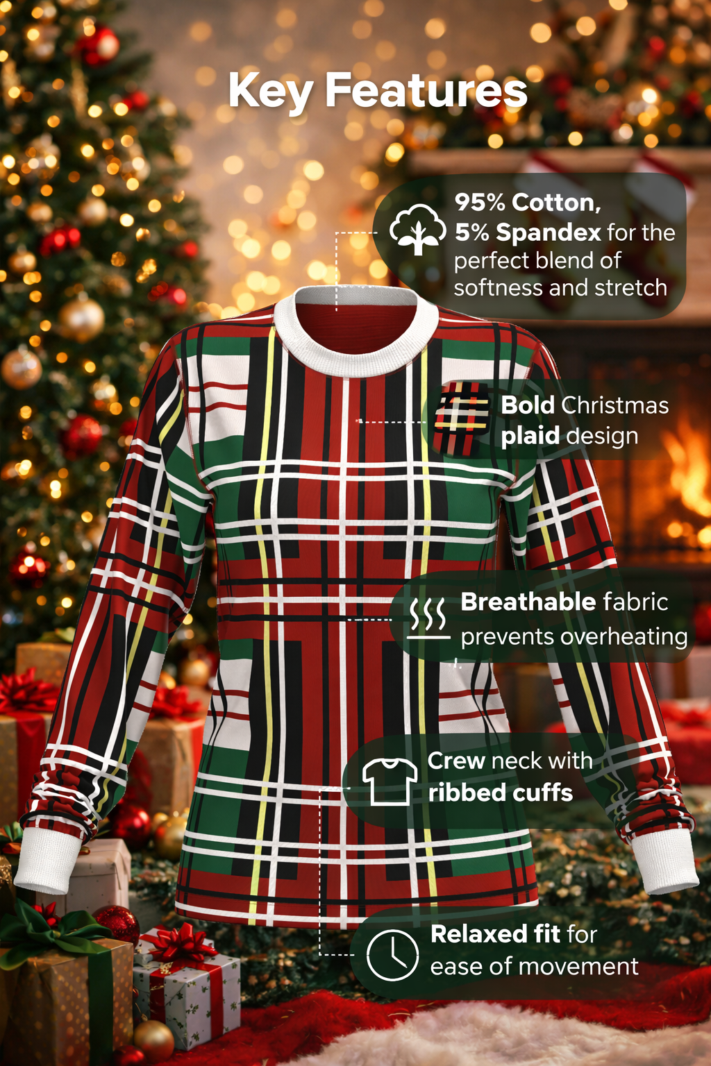 Christmas Bold Plaid Top (Women's)