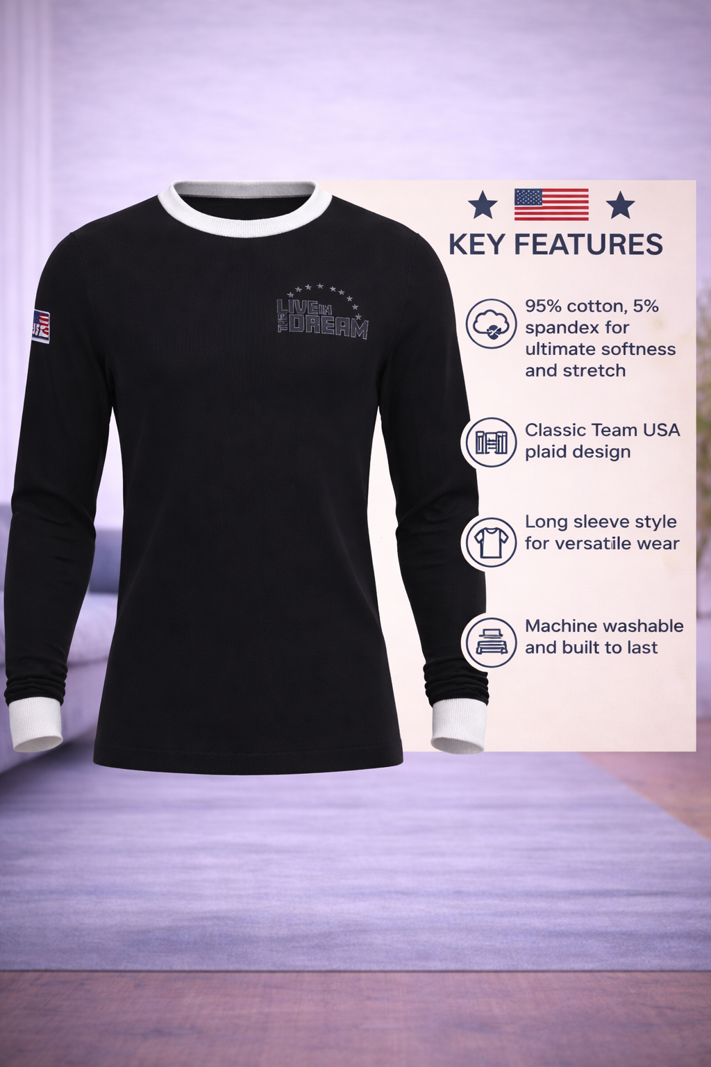 Team USA Plaid Long Sleeve Tops (Men's)