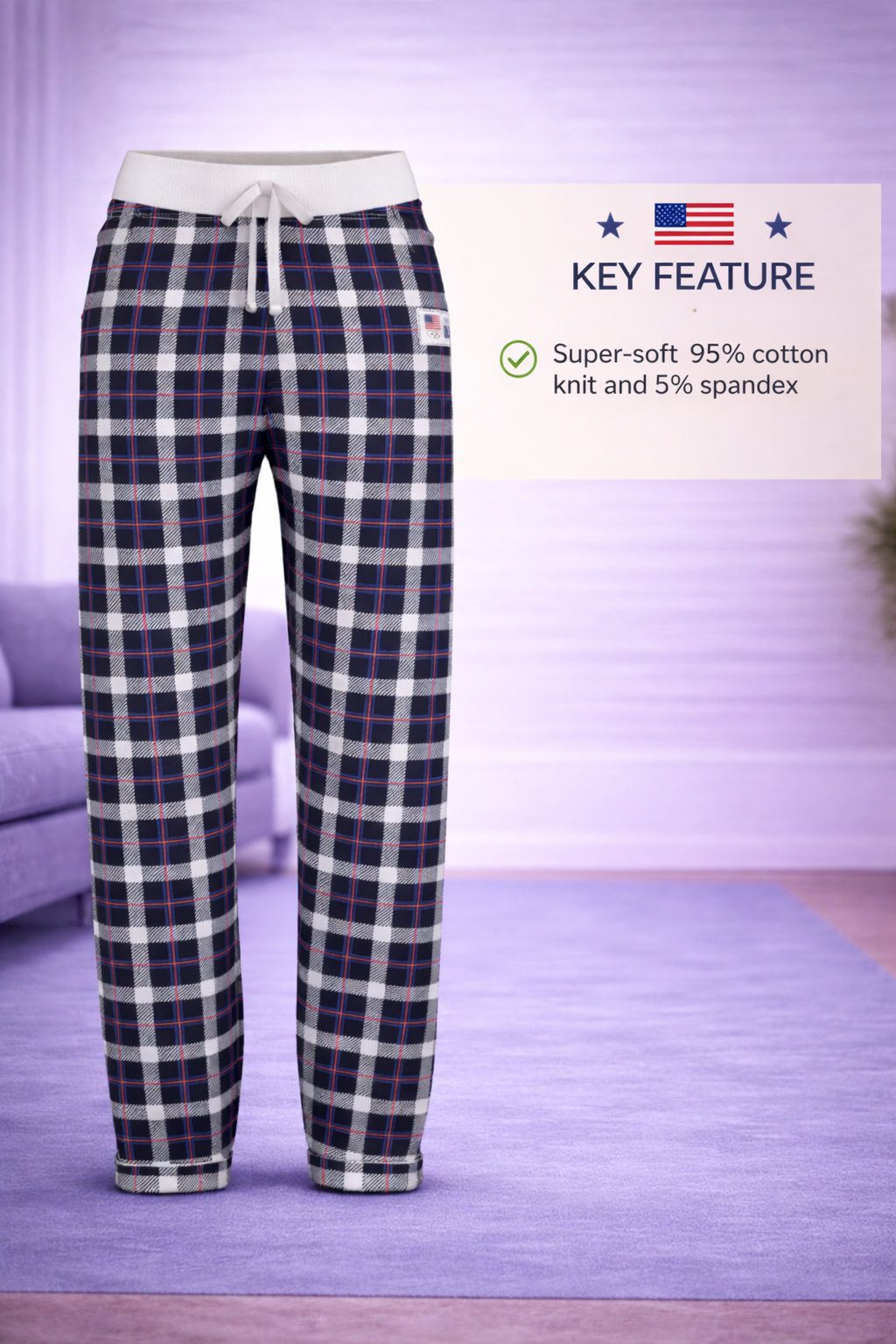 Team USA Plaid Relaxed Fit Pants (Women's)