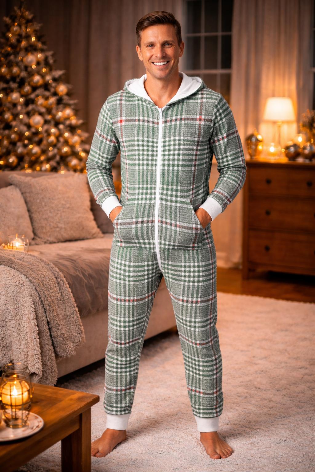 Christmas Soft Plaid Onesie (Men)